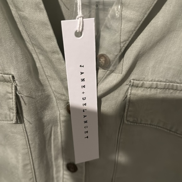 NWT Jane + Delancey button up blouse size small in greenish grey - Picture 4 of 5